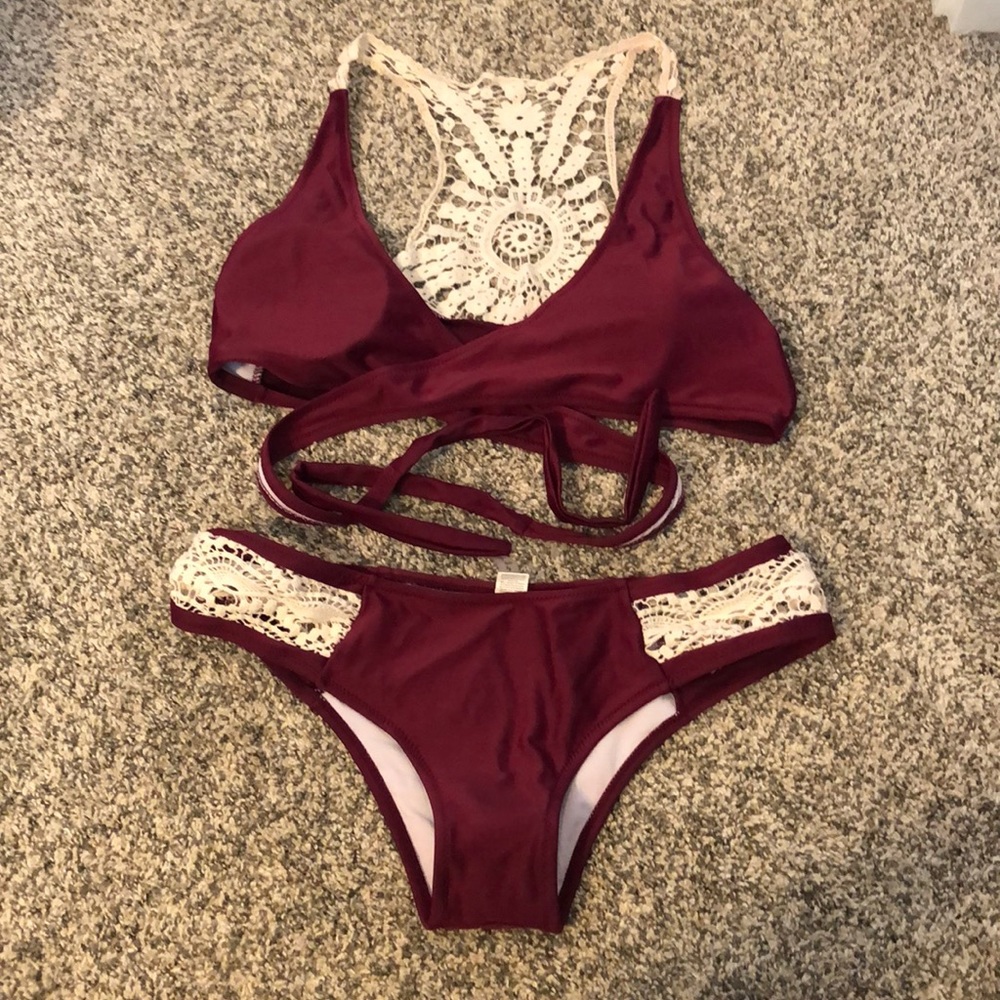Cupshe Lace Racerback and Wrap Bikini